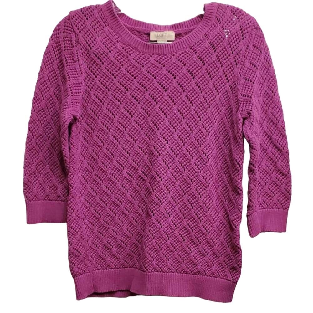 Loft Women's Petite Purple Pullover Knit Sweater Springtime Petite Size LP